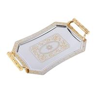 JINGYAN Corbeille de fruits et assiette de fruits Storage Tray with Handle Delicate Pattern Serve Plate Supplies for Home Restaurant Cafe Shop Bar Decor