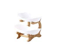 JINGYAN Corbeille de fruits et assiette de fruits Table Plates For Serving Dinnerware Wooden Partitioned Dish Snack Candy Cake Stand Bowl Food Fruit Set Tableware