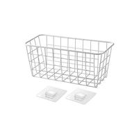 JINGYAN Corbeilles à fruits Iron Storage Basket Bread Snack Fruit Wall Household Organizer Holder Bathroom Kitchen Sundries Container(White)