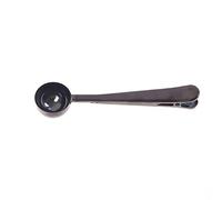 JINGYAN Cuillères à café 1Pcs Stainless Steel Coffee Spoon With Sealing Clip Ice Cream Tea Milk Powder Kitchen Accessories Wholesale(Black)