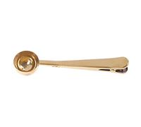 JINGYAN Cuillères à café 1Pcs Stainless Steel Coffee Spoon With Sealing Clip Ice Cream Tea Milk Powder Kitchen Accessories Wholesale(Gold)