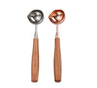 JINGYAN Cuillères à café 2pcs Stainless Steel Spoons Measuring With Wooden Handle Kitchen Gadgets Seasoning Spoon Coffee Milk Powder Scale