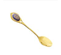 JINGYAN Cuillères à café Golden Coffee Spoon Retro Small Stainless Steel Ceramic Handle Dessert Afternoon Tea Black Gift(Palace)
