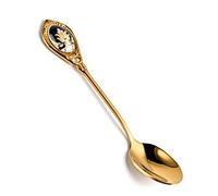 JINGYAN Cuillères à café Golden Coffee Spoon Retro Small Stainless Steel Ceramic Handle Dessert Afternoon Tea Black Gift(Muse)