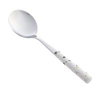 JINGYAN Cuillères à thé Creative Spoon Stainless Steel Ceramic Handle Western Fork Home Tableware Ice Cream Dessert Small Teaspoon