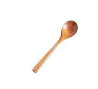 JINGYAN Cuillères à thé Long Spoons Wooden Natural Handle Round Soup Cooking Mixing Stirrer Household Teaspoons Honey