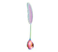 JINGYAN Cuillères à thé Stainless Steel Dessert Spoon Vintage Feather Shape Mini Ice Cream Jelly Coffee Tea Milk Mixing Teaspoon for Kitchen