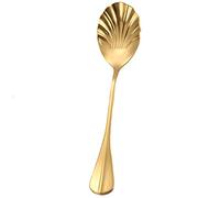 JINGYAN Cuillères à thé Stainless Steel Teaspoon Shell Shape Coffee Dessert Spoon Long Handle Dinnerware Kitchen Hot Drinking Sugar Flatware Tools