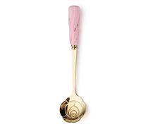 JINGYAN Cuillères à thé Tea Dessert Coffee Mixing Spoon Ceramic Handle Gold Long Stainless Steel Teaspoons Tableware Flower Type Design