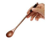 JINGYAN Cuillères à thé Wooden Teaspoons Long Wood Tea Coffee Spoons Style Spoon for Honey Dessert Drink Stirrer