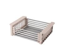 JINGYAN Égouttoirs à vaisselle Adjustable Sink Dish Drainers Drain Basket Kitchen Organizer Rustproof Stainless Steel Over Extendable Drying Rack
