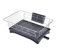JINGYAN Égouttoirs à vaisselle Dish Drying Rack Drainboard Tray Counter Top Glass Utensil Organizer Drainer(Black)