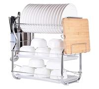 JINGYAN Égouttoirs à vaisselle Dish Drying Rack Drainer Plate Holder Storage Shelf Kitchen Organizer Stand Sink Drain Cutting Board Drainboard(White,A)