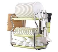 JINGYAN Égouttoirs à vaisselle Dish Drying Rack Drainer Plate Holder Storage Shelf Kitchen Organizer Stand Sink Drain Cutting Board Drainboard(Green,A)