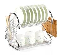 JINGYAN Égouttoirs à vaisselle Dish Drying Rack Drainer Plate Holder Storage Shelf Kitchen Organizer Stand Sink Drain Cutting Board Drainboard(White,B)