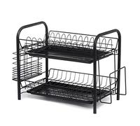 JINGYAN Égouttoirs à vaisselle Dish Drying Rack Holder Basket Plated Iron Home Washing Great Kitchen Sink Drainer Organizer Black