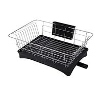 JINGYAN Égouttoirs à vaisselle Stainless Steel Dish Rack Sink Drainer Bowl Tableware Plate Drying Knife Fork Utensil Storage Holder Kitchen Organizer(Black)