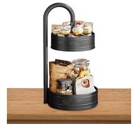 JINGYAN Étagère à épices Turntable Metal Steel Lazy Susans Organizer for Cabinet Bathroom Counter Organizer Desktop Makeup Organizer Small(Black)