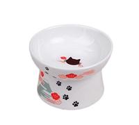 JINGYAN Gamelles pour Chien High Foot Protection Pet Ceramic Bowl for Cats and Dogs Ceramic Pet Bowl for Non-Slip Cat Bowl Food Drinking Bowl Feeder(Green)