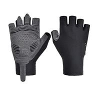 JINGYAN Gants pêche Cycling Gloves Sun Protection Breathable Anti-Shock Summer Sport Half Finger Road Bike Bicycle Fishing Accessories(Black,XL)