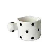JINGYAN Gobelets Black and White Polka Dot Irregular cup Breakfast Cup Simple Round Ball Handle Milk Coffee Ceramic