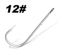 JINGYAN Hameçons de pêche 50pcs/Batch Fish Hook Long Handle Fishing Live Bait with Double Holder Barb Steel Belt Rustproof(Fishhooks-12)