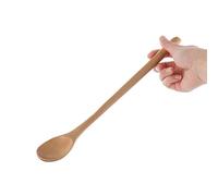JINGYAN Louches à soupe 1Pc Wooden Long Handle Spoon Round Natural Solid Wood Soup Scoops Dessert Porridge Tea Coffee Spoons Tableware Kitchen Supplies(Green)