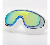 JINGYAN Lunettes de Natation Adult Protection Lens Swimming Goggles Waterproof Adjustable Silicone Swim Glasses Men in Pool(White)