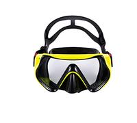 JINGYAN Lunettes de Natation Diving Goggles Tempered Glass HD for Men Swim Mask Integrated Professional Swimming Glasses Equipment(Yellow)