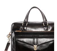 JINGYAN Mallettes Leather Vintage Men Briefcase with Lock Messenger Shoulder Bag 14 inch Laptop Large Capacity Big