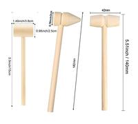 JINGYAN Marteaux Mini Wooden Hammers Mallet Pounding Natural Hardwood DIY Craft Make Chocolate Crab Lobster Seafood hand tools(No. 2 150x38mm 2pcs)
