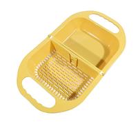 JINGYAN Panier de vidange Foldable Plastic Fruit Vegetable Washing Basket Sink Drain Bowl Dish Plate Tableware Storage Holder Kitchen Organizer Supplies(Yellow)