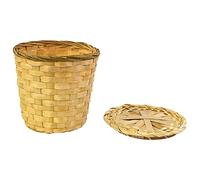 JINGYAN Paniers à œufs Basket Woven Trash Can Waste Rattan Tea Storage Bin Garbage Mini Kitchen Flowerlid Egg Driedtable Bohemian Seagrass