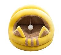 JINGYAN Paniers pour Chiens Cat Supplies Accessories Pet Cat Soft Plush Bed Small Dog Pussy House Cushion Pet Cat Washable Nest Pad Cat Bed House(Yellow,S)
