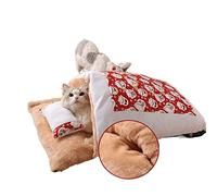 JINGYAN Paniers pour Chiens Removable Winter Plush Pet Cat Bed Dog House Sleeping Bag Tent Cat Nest Kennel for Small Dog Mat Bag for Washable Cat Beds(Red,55cmx40cm)