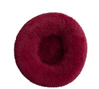 JINGYAN Paniers pour Chiens Round Cat Bed Dogs Bed House Kennel Pet Mats Soft Long Plush Mat Pet Warm Basket Cushion Cats House Sofa Machine Wash Kennel(Red)