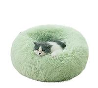 JINGYAN Paniers pour Chiens Round Cat Bed Dogs Bed House Kennel Pet Mats Soft Long Plush Mat Pet Warm Basket Cushion Cats House Sofa Machine Wash Kennel(Green)