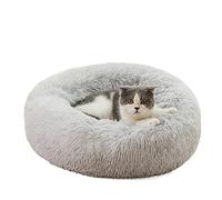 JINGYAN Paniers pour Chiens Round Cat Bed Dogs Bed House Kennel Pet Mats Soft Long Plush Mat Pet Warm Basket Cushion Cats House Sofa Machine Wash Kennel(Grijs)