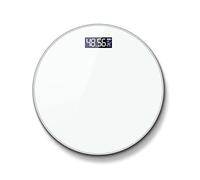 JINGYAN Pèse-personne numériques Bathroom Body Scale Weight Scales Round Toughened Glass LED Digital Weighing Electronic Bath(Battery White)