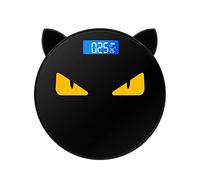 JINGYAN Pèse-personne numériques Cute Cat Ear Weight Scale Home High-precision Electronic Personality Human Body Round Creative Black Weighing