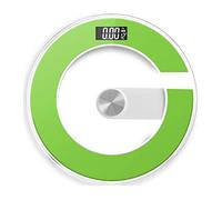 JINGYAN Pèse-personne numériques Large Size Bathroom Scale Tempered Glass Electronic Floor Scales Round Black Green Temperature Power Display LED Night