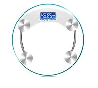 JINGYAN Pèse-personne numériques LED Digital Body Scale High Accuracy Weight For Health keep Bathroom Round Transparent(White)
