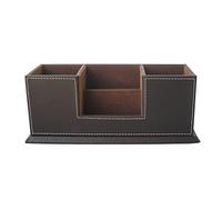 JINGYAN Porte-crayons Double Stand Desktop Storage Box 4 Separate Compartments for Pen Type Business Card Remote Manager