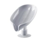 JINGYAN Porte-savons Creative Sucker Soap Holder Leaf Shape Box Punch-Free Drain Bathroom Shower Sponge Storage Tray Home Accessories(Grijs)