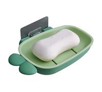 JINGYAN Porte-savons Soap Box Soap Rack Wall-Mounted Drain Free Punch Toilet Household Double-Layer Laundry Soap Box Soap Holder(Green)