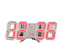 JINGYAN Réveil 3D LED Digital Alarm Clock Three-Dimensional Wall Hanging Watch Table Calendar Thermometer Electronic Furnishings(Pink)