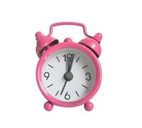 JINGYAN Réveil Mini Alarm Clock Electronic Round Number Double Bell Desk Table Digital Quartz Clock Home Decoration Retro Portable Cute Durable(Pink)