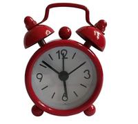 JINGYAN Réveil Mini Alarm Clock Electronic Round Number Double Bell Desk Table Digital Quartz Clock Home Decoration Retro Portable Cute Durable(Red)