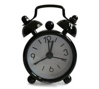 JINGYAN Réveil Mini Alarm Clock Electronic Round Number Double Bell Desk Table Digital Quartz Clock Home Decoration Retro Portable Cute Durable(Black)