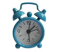 JINGYAN Réveil Mini Alarm Clock Electronic Round Number Double Bell Desk Table Digital Quartz Clock Home Decoration Retro Portable Cute Durable(Blue)